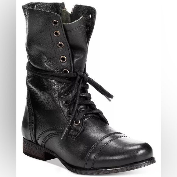 New Steve Madden Black Leather Boots - Picture 1 of 5